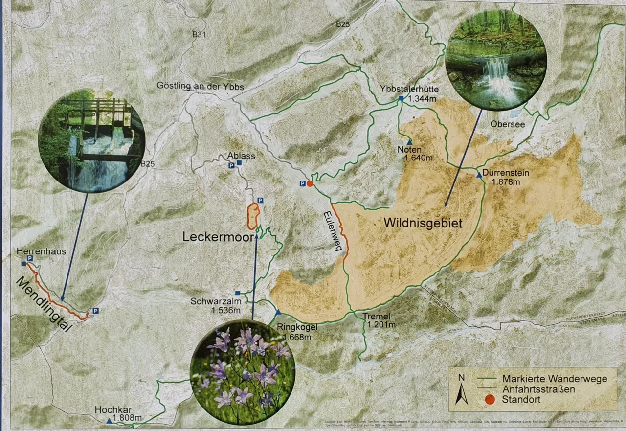 Ein Lageplan des Wildnisgebietes